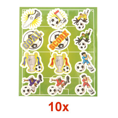 Decopatent 10 STUKS | LUXE VOETBAL Traktatie Tas INCLUSIEF Uitdeel Kado's. Bestaande uit: Tasje, Krijtjes, Notitieblok, Flipperspel, Puzzel, Stickervel en Bellenblaas | Jongens | Tractatiedozen voor Verjaardagen en Kinderfeestjes