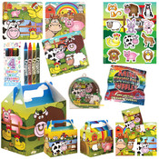 Henbrandt 10 STUKS | LUXE BOERDERIJ Traktatie Doos INCLUSIEF Uitdeel Kado's. Bestaande uit: Uitdeelbox, Krijtjes, Notitieblok, Flipperspel, Puzzel, Stickervel en Bellenblaas | Jongens & Meisjes | Tractatiedozen voor Verjaardagen en Kinderfeestjes