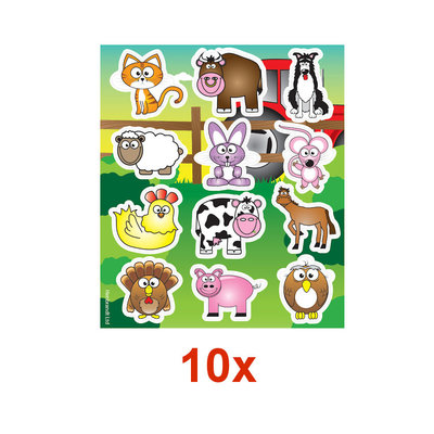 Henbrandt 10 STUKS | LUXE BOERDERIJ Traktatie Tas INCLUSIEF Uitdeel Kado's. Bestaande uit: Tasje, Krijtjes, Notitieblok, Flipperspel, Puzzel, Stickervel en Bellenblaas | Jongens & Meisjes| Tractatiedozen voor Verjaardagen en Kinderfeestjes