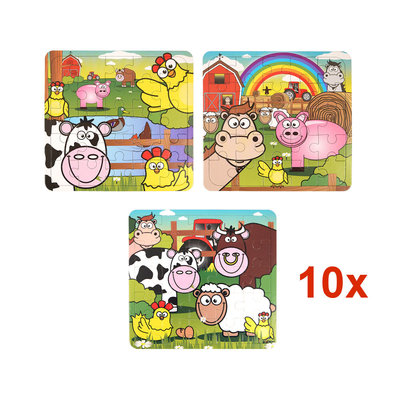 Henbrandt 10 STUKS | LUXE BOERDERIJ Traktatie BLAUWE Tas INCLUSIEF Uitdeel Kado's. Bestaande uit: Tasje, Krijtjes, Notitieblok, Flipperspel, Puzzel, Stickervel en Bellenblaas | Jongens & Meisjes| Tractatiedozen voor Verjaardagen en Kinderfeestjes