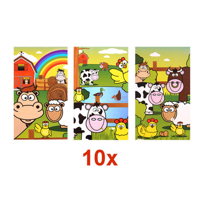 Henbrandt 10 STUKS | LUXE BOERDERIJ Traktatie BLAUWE Tas INCLUSIEF Uitdeel Kado's. Bestaande uit: Tasje, Krijtjes, Notitieblok, Flipperspel, Puzzel, Stickervel en Bellenblaas | Jongens & Meisjes| Tractatiedozen voor Verjaardagen en Kinderfeestjes