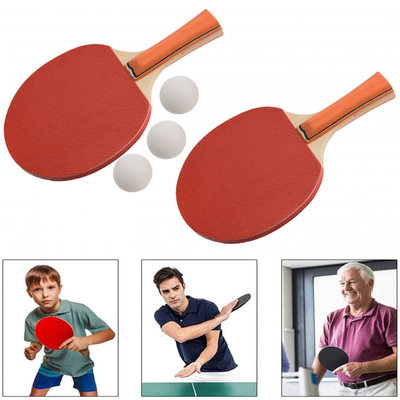 Decopatent Tafeltennisset met 2x Tafel tennis Batjes & 3 Tafel tennis ballen - 5 Delige pingpong tafel Set bestaande uit: 2 Stuks Tafeltennis batjes & 3 Stuks Pingpongballen - Tafel tennis Set voor Kinderen & Volwassenen