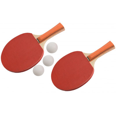 Decopatent Tafeltennisset met 2x Tafel tennis Batjes & 3 Tafel tennis ballen - 5 Delige pingpong tafel Set bestaande uit: 2 Stuks Tafeltennis batjes & 3 Stuks Pingpongballen - Tafel tennis Set voor Kinderen & Volwassenen