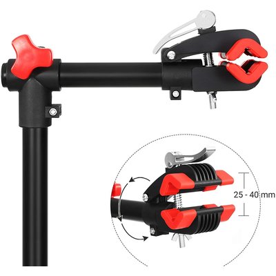 Decopatent Fiets Montagestandaard - 360° draaibaar - In Hoogte verstelbaar + Gereedschapsbakje & Stuurhouder - Fietsstaander / Ophangsysteem - Fiets montage reparatie standaard - Voor Racefiets, Mtb, Mountainbike, Fietsen - Montage standaard Fiets - Decopatent®