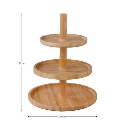 Decopatent Etagère 3 laags - Hoge kwaliteit Bamboe hout - Houten hapjesschaal / serveerschaal / etagere - Decopatent®