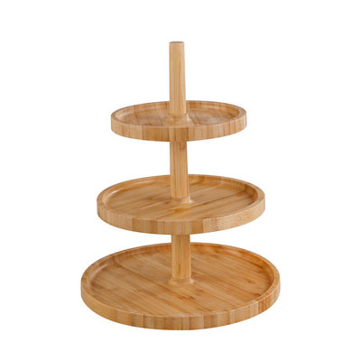 Decopatent Etagère 3 laags - Hoge kwaliteit Bamboe hout - Houten hapjesschaal / serveerschaal / etagere - Decopatent®