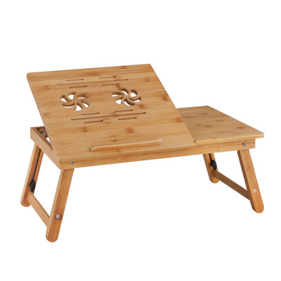 Decopatent Laptoptafel voor op bed van bamboe hout - Hoogte verstelbaar, kantelbaar & Inklapbaar - Bedtafel voor laptop, boek, tablet - Ontbijt op bed tafel - Decopatent®