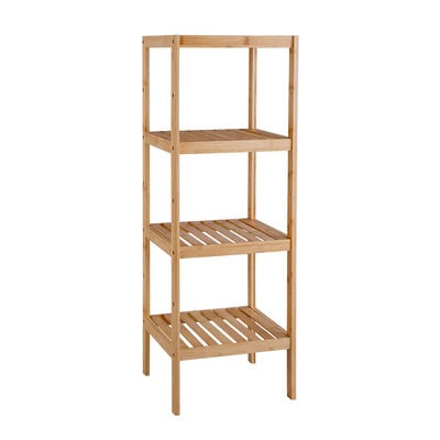 Decopatent Opbergrek van bamboe hout - Als open badkamerrek, schoenenrek of keukenrek - Opbergkast met 4 verstelbare etages / planken - Rek voor badkamer, keuken en hal - 33 cm breed - Decopatent®