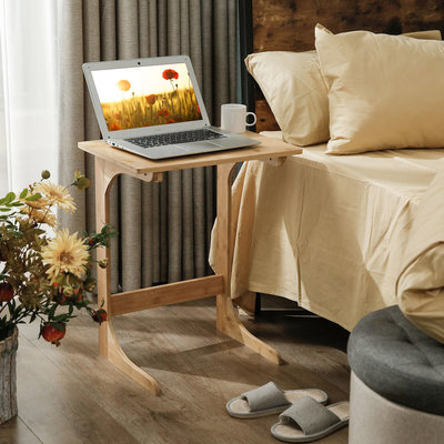 Decopatent Bedtafeltje / bijzettafel / laptoptafel van bamboe hout - Voor laptop - Klein tafel bureautje voor woonkamer en slaapkamer - Decopatent®