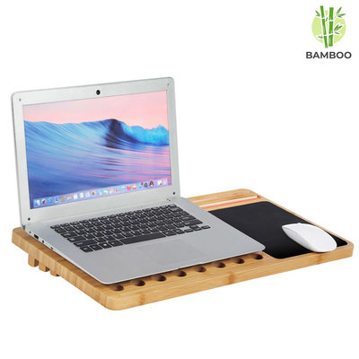 Decopatent Laptop standaard van Bamboe hout - Groot 60 cm - Houten laptopstandaard - Laptop verhoger / verhoging voor bureau - Laptoptafel Schoot - Schoottafel - Bedtafel - Knietafel - Decopatent®