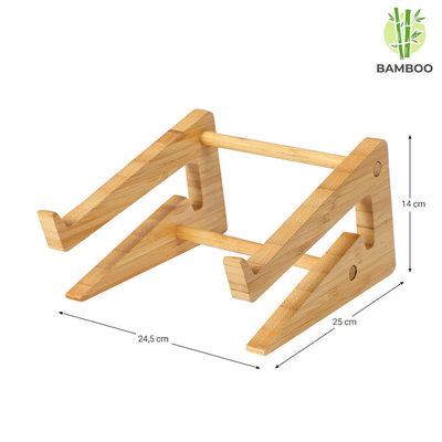 Decopatent Laptop standaard van Bamboe hout - Houten laptopstandaard - Ergonomische werkplek voor Laptops en Tablets - Notebook - Laptop verhoger / verhoging voor bureau - Decopatent®