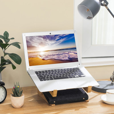 Decopatent Laptop standaard van Bamboe hout - Houten laptopstandaard - Ergonomische werkplek voor Laptops en Tablets - Notebook - Laptop verhoger / verhoging voor bureau - Decopatent®