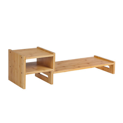 Decopatent Monitorstandaard van bamboe hout - Beeldscherm verhoger en bureau organizer - Monitorstandaard met vakje voor telefoon, beker en pennenbak - Monitorverhoger bureau standaard van Decopatent®