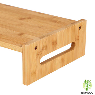 Decopatent Monitorstandaard van bamboe hout - Beeldscherm verhoger en bureau organizer - Monitorstandaard met vakje voor telefoon, beker en pennenbak - Monitorverhoger bureau standaard van Decopatent®