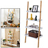 Decopatent Ladderrek van bamboe hout - Houten decoratie ladder - Open ladderkast / bamboe ladder / plantentrap / boekenkast / traprek / ladder rek - luxe opbergrek met 4 treden - Wit - Decopatent®