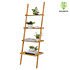 Decopatent Ladderrek van bamboe hout - Houten decoratie ladder - Open ladderkast / bamboe ladder / plantentrap / boekenkast / traprek / ladder rek - luxe opbergrek met 4 treden - Decopatent®