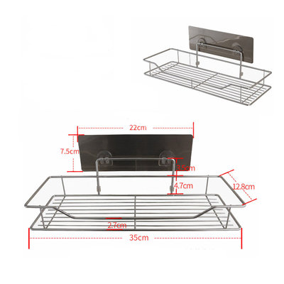 Decopatent Zelfklevend rechthoekig Doucherek - Ophangbaar Badrek / Douche rek - Hangend Badkamerrekje - Douchemandje - Doucherekjes geschikt voor Muur / Wand Bevestiging - Montage zonder Boren en Schroeven - Roestvrij Aluminium - Decopatent® 