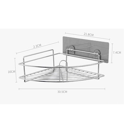 Decopatent Zelfklevend Hoek Doucherek - Hoekrek Ophangbaar Badrek / Douche rek - Hangend Badkamerrekje - Douchemandje - Doucherekjes geschikt voor Muur / Wand Bevestiging - Montage zonder Boren en Schroeven - Roestvrij Aluminium - Decopatent® 