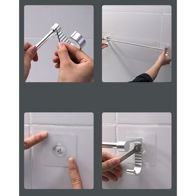 Decopatent Handdoekstang zelfklevend met 2 Haken voor Muur / Wand Bevestiging - Handoekhouder Keuken / Badkamer - Wand Handdoekenrek Stang Houder met ophang Haak - Ophangbaar handdoek rek - Handoekstang - Zonder Boren & Schroeven - Decopatent®