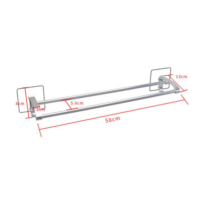 Decopatent Dubbele Handdoekstang zelfklevend met 2 Haken voor Muur / Wand Bevestiging - Handoekhouder Keuken / Badkamer - Wand Handdoekenrek Stang Houder met ophang Haak - Handdoek rek - Handoekstang - Zonder Boren & Schroeven - Decopatent®