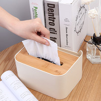 Decopatent Tissue box met Opbergvak - Tissuehouder voor tissues - Tissuedoos met opberg ruimte - Tissuebox voor in Wc, Badkamer of Keuken - Zakdoekendoos met Vak - Zakdoekjes houder - Tafel model- Decopatent®