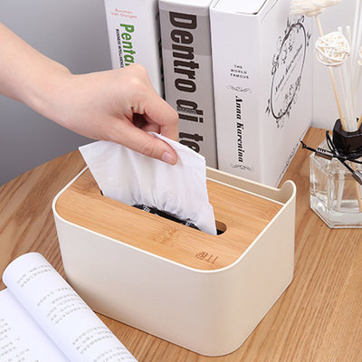 Decopatent Tissue box met Opbergvak - Tissuehouder voor tissues - Tissuedoos met opberg ruimte - Tissuebox voor in Wc, Badkamer of Keuken - Zakdoekendoos met Vak - Zakdoekjes houder - Tafel model- Decopatent®