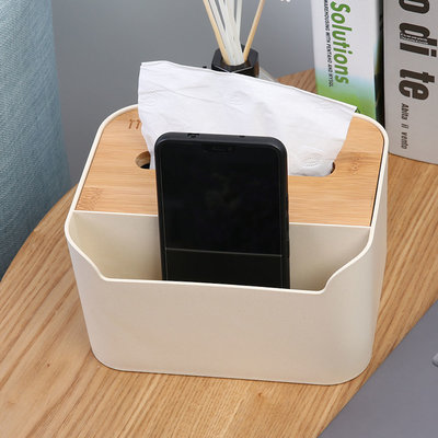 Decopatent Tissue box met Opbergvak - Tissuehouder voor tissues - Tissuedoos met opberg ruimte - Tissuebox voor in Wc, Badkamer of Keuken - Zakdoekendoos met Vak - Zakdoekjes houder - Tafel model- Decopatent®