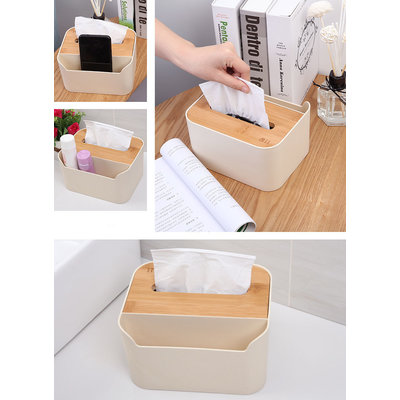 Decopatent Tissue box met Opbergvak - Tissuehouder voor tissues - Tissuedoos met opberg ruimte - Tissuebox voor in Wc, Badkamer of Keuken - Zakdoekendoos met Vak - Zakdoekjes houder - Tafel model- Decopatent®