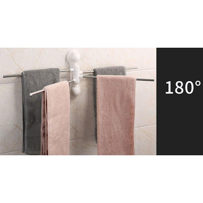 Decopatent 180 Graden Draaibaar Handdoekenrek met 4 draaibare armen - Muur / Wand Bevestiging met Zuignappen - Handoekhouder Keuken / Badkamer - Wand Handdoeken rek Stang Houder - Handdoek rek - Handoekstang - Zonder Boren & Schroeven - Decopatent®