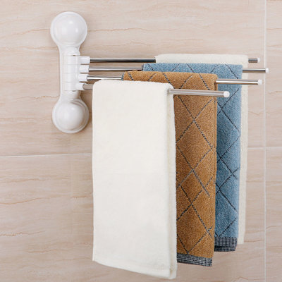 Decopatent 180 Graden Draaibaar Handdoekenrek met 4 draaibare armen - Muur / Wand Bevestiging met Zuignappen - Handoekhouder Keuken / Badkamer - Wand Handdoeken rek Stang Houder - Handdoek rek - Handoekstang - Zonder Boren & Schroeven - Decopatent®
