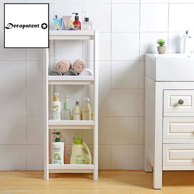 Decopatent 4 Laags Opbergrek - Staand rek met 4 etages voor in de badkamer -  Keukenrek - Badkamerrek - Kunstof Rechthoekig rek - Wit Plastic hoekrek - Keuken rek / Badkamer rek - Decopatent®