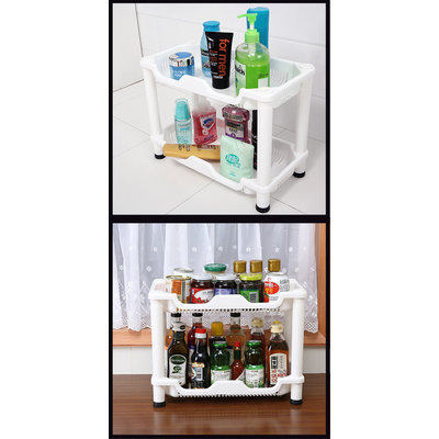 Decopatent 2 Laags Opbergrek - Staand rek met 4 etages voor in de badkamer -  Keukenrek - Badkamerrek - Kunstof Rechthoekig rek - Wit Plastic hoekrek - Keuken rek / Badkamer rek - Decopatent®