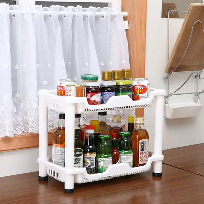 Decopatent 2 Laags Opbergrek - Staand rek met 4 etages voor in de badkamer -  Keukenrek - Badkamerrek - Kunstof Rechthoekig rek - Wit Plastic hoekrek - Keuken rek / Badkamer rek - Decopatent®