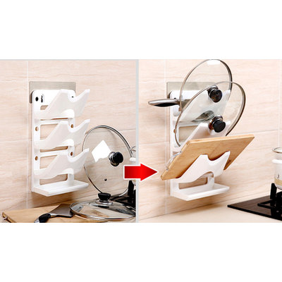 Decopatent Pan Dekselhouder Opbergrek - Wand keukenrek voor 3 pannendeksels - Opberg Rek Pan Deksel - pannendeksel houder - keuken organizer - Keuken rek - pannendekselhouder - Decopatent®