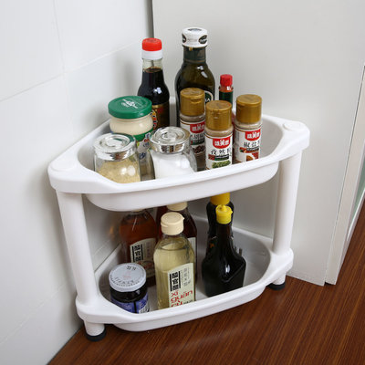 Decopatent 2 Laags Hoek Opbergrek - Staand rek met 2 etages voor in de badkamer -  Corner Keukenrek - Badkamerrek - Kunstof hoek rek - Wit Plastic hoekrek - Keuken rek / Badkamer rek - Decopatent®