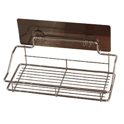 Decopatent Zelfklevend rechthoekig Doucherek - Ophangbaar Badrek / Douche rek - Hangend Badkamerrekje - Douchemandje - Doucherekjes geschikt voor Muur / Wand Bevestiging - Montage zonder Boren en Schroeven - Roestvrij Aluminium - Decopatent® 