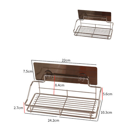 Decopatent Zelfklevend rechthoekig Doucherek - Ophangbaar Badrek / Douche rek - Hangend Badkamerrekje - Douchemandje - Doucherekjes geschikt voor Muur / Wand Bevestiging - Montage zonder Boren en Schroeven - Roestvrij Aluminium - Decopatent® 