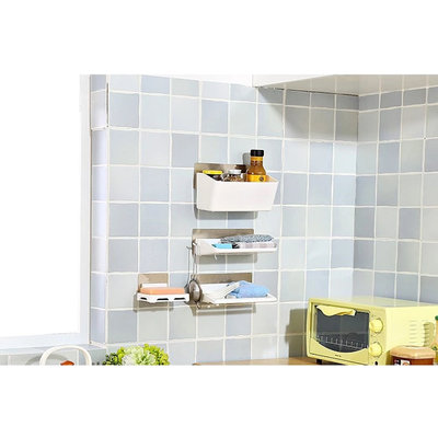 Decopatent Zelfklevend 3 Delig Badkamerrek / Doucherek - Ophangbaar Badrek / Douche rek - Hangend Badkamerrekje - Douchemandje - Doucherekjes geschikt voor Muur / Wand Bevestiging - Montage zonder Boren en Schroeven - Roestvrij Aluminium - Decopatent®