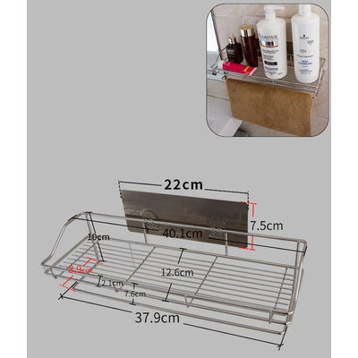 Decopatent Zelfklevend rechthoekig Doucherek met Handdoek stang - Ophangbaar Badrek / Douche rek - Hangend Badkamerrekje - Douchemandje - Doucherekjes voor Muur / Wand Bevestiging - Montage zonder Boren en Schroeven - Rvs Aluminium - Decopatent®