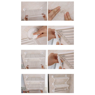 Decopatent Zelfklevend Badkamer / Keuken Opbergrek met 2 Legplanken en 2 Handdoek stangen - Muur / Wand Bevestiging met Zuignappen - Handdoekhouder Badkamer - Wand Handdoeken rek Stang Houder - Handdoek rek Handkoekstang - Zonder Boren & Schroeven - Decopatent®