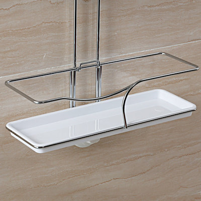 Decopatent Zelfklevend rechthoekig 3 Laags Doucherek met uitneembaar bakje - Ophangbaar Badrek / Douche rek - Hangend Badkamerrekje - Douchemandje - Doucherekjes geschikt voor Muur / Wand Bevestiging - Montage zonder Boren en Schroeven - Rvs Aluminium - Decopatent®