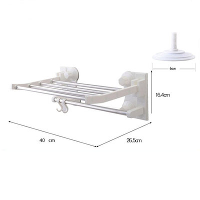 Decopatent Zelfklevend Opklapbaar Handdoekenrek Legplank, Hang stang en 2 Ophang Haken - Muur / Wand Bevestiging met Zuignappen - Handoekhouder Badkamer - Inklapbaar Wand Handdoeken rek - Handdoek rek - Handoekstang - Zonder Boren & Schroeven - Decopatent®
