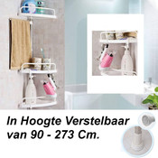 Decopatent Telescopisch Douche Rek met 4 Lagen - Verstelbaar Bad / Douche Hoekrek Opbergrek voor Douchespullen, Shampoos etc - Staande Wand Douchemand Badkamer Wandrek - Uitschuifbaar van 90-273 Cm. - Kleur: Wit - Decopatent®