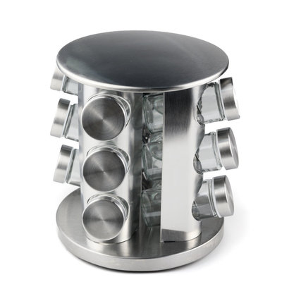 Decopatent Rvs Ronde Kruiden Carrousel voor 12 Kruiden potjes - Kruidencarrousel draaibaar - Specerijenrek - Kruidenrek voor 12 kruidenpotjes - Kruidenmolen - Kruidenrek - Decopatent®