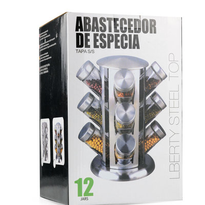 Decopatent Rvs Ronde Kruiden Carrousel voor 12 Kruiden potjes - Kruidencarrousel draaibaar - Specerijenrek - Kruidenrek voor 12 kruidenpotjes - Kruidenmolen - Kruidenrek - Decopatent®