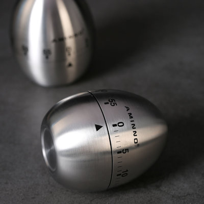 Decopatent RVS Kookwekker / Eierwekker - Kookwekker analoog metaal - Ei wekker - Keuken kook wekker in de vorm van een ei - Kook timer instelbaar tot 60 minuten - Decopatent®