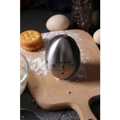 Decopatent RVS Kookwekker / Eierwekker - Kookwekker analoog metaal - Ei wekker - Keuken kook wekker in de vorm van een ei - Kook timer instelbaar tot 60 minuten - Decopatent®