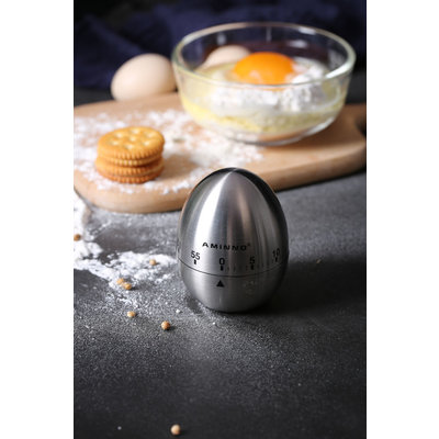 Decopatent RVS Kookwekker / Eierwekker - Kookwekker analoog metaal - Ei wekker - Keuken kook wekker in de vorm van een ei - Kook timer instelbaar tot 60 minuten - Decopatent®