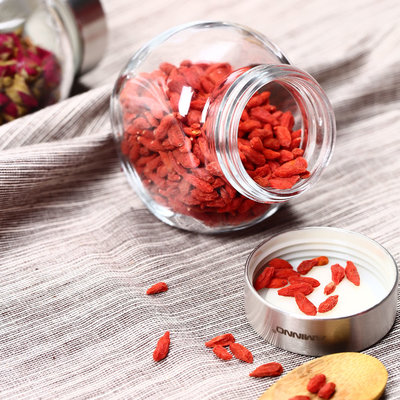 Decopatent 4-Delige Voorraadpotjes SET van glas Met Rvs Deksel - Luchtdichte glazen Voorraadpotten met RVS deksel - Glazen Voorraad potten staand - Voorraadbussen Set van 4 Stuks - Voorraadblik of snoeppot of suikerpot - Glazen pot - Decopatent®