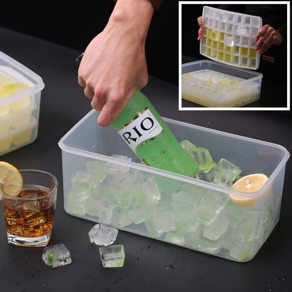 DECOPATENT4-Delige IJsblokjesvorm met Deksel voor 120 IJsblokjes 3x om elk 40 ijsblokken te maken - In grote IJsblokjes bewaardoos - ijsblok geschikt voor feestjes -ijsemmer voor cocktails & Drank - Decopatent® - 𝕍𝕖𝕣𝕜𝕠𝕠𝕡 ...
